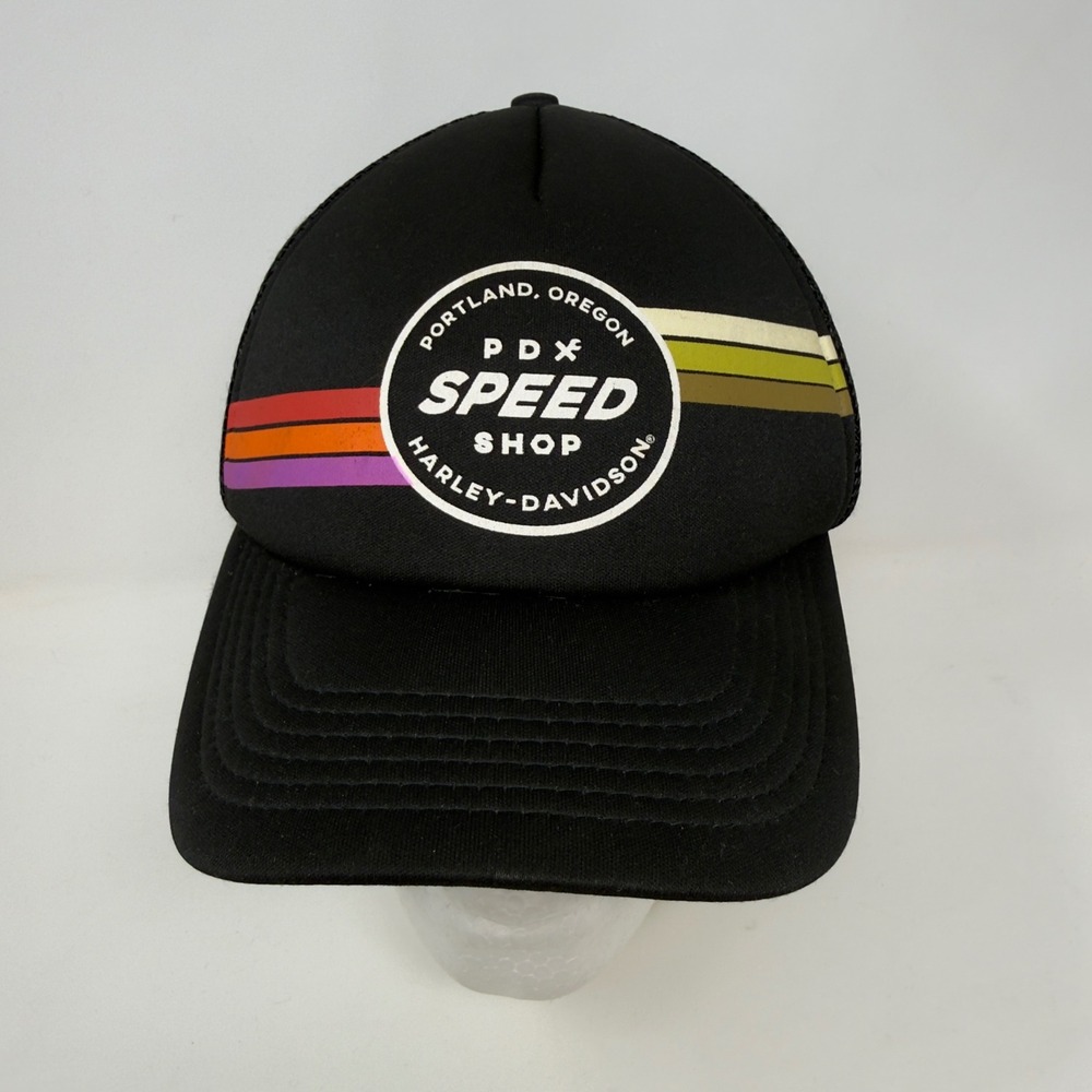 Harley Davidson PDX Speed Shop Trucker Hat Black Mesh Adjustable Men Portland OR